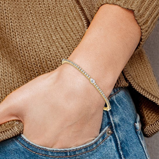 14K Lab Grown Diamond Round and Pear Bracelet True Orgin-QG