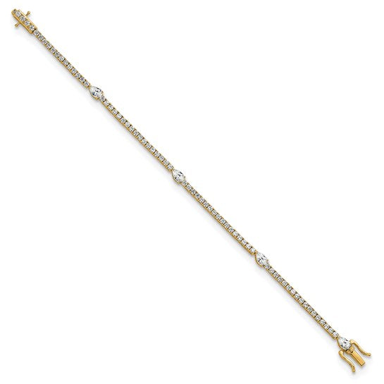 14K Lab Grown Diamond Round and Pear Bracelet True Orgin-QG