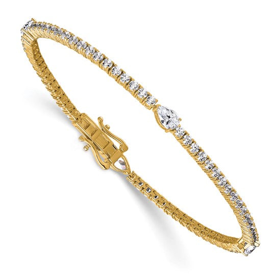 14K Lab Grown Diamond Round and Pear Bracelet True Orgin-QG