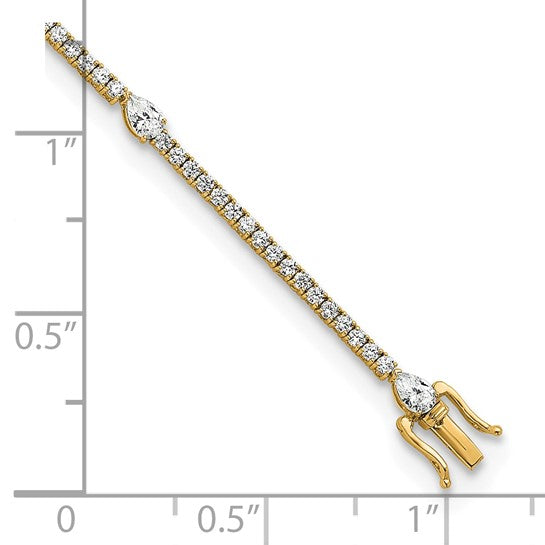 14K Lab Grown Diamond Round and Pear Bracelet True Orgin-QG