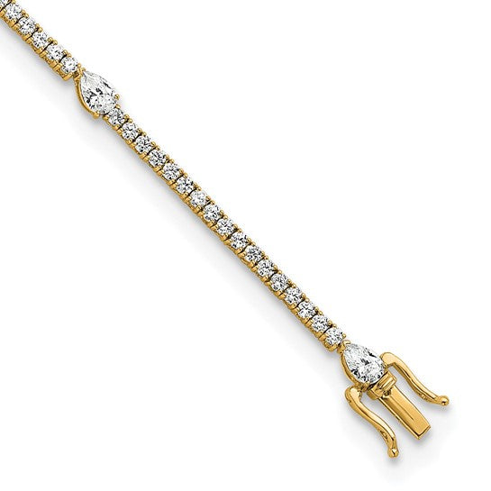 14K Lab Grown Diamond Round and Pear Bracelet True Orgin-QG